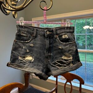 Ripped Mom Jean Shorts